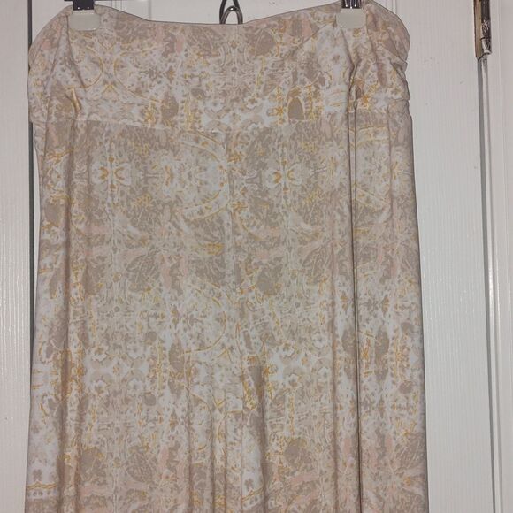 Cato Woman white tan light peach pull on wide hem dress casual comfy pant - Picture 3 of 5